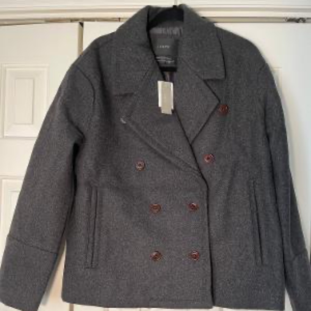J.Crew Brand New (NWT) Women's Style Pea Coat: Gry & Blu multip sz avail 2 & 10